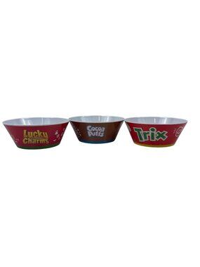 General Mills Melamine Cereal Bowls Lucky Charms Trix Set of 3